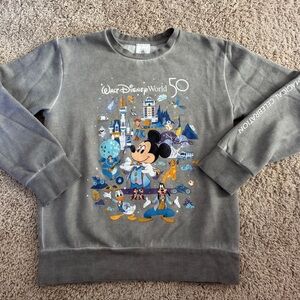 Disney Gray Crewneck Sweater with Mickey and Friends Size 10/12